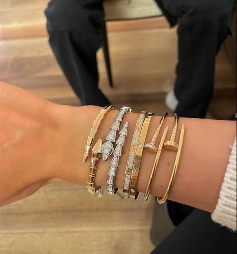 Classy Jewelry Silver, Classy Jewelry Aesthetic, Cartier Aesthetic, Jewelry Aesthetic Gold, Jewelry Closet, Designer Bangles, Pinterest Jewelry, Aesthetic Gold, Oxidised Silver Jewelry