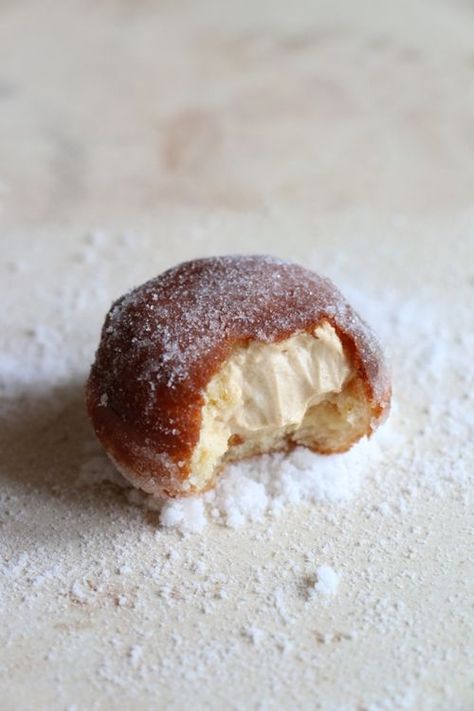 Brioche Doughnut, Brioche Doughnuts, Caramel Doughnuts, Brioche Donuts, Doughnuts Recipe, Pane Dolce, Think Food, Caster Sugar, Warm Milk