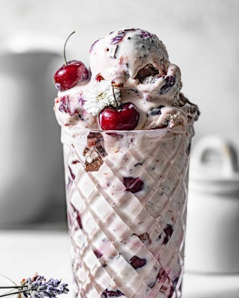 Black Cherry Ice Cream - Britney Breaks Bread Black Cherry Ice Cream Recipe, Black Cherry Ice Cream, Cherry Ice Cream Recipe, Cookie Monster Ice Cream, Monster Ice Cream, Cherry Ice Cream, Fruity Treats, Peach Ice Cream, Homemade Vanilla Ice Cream