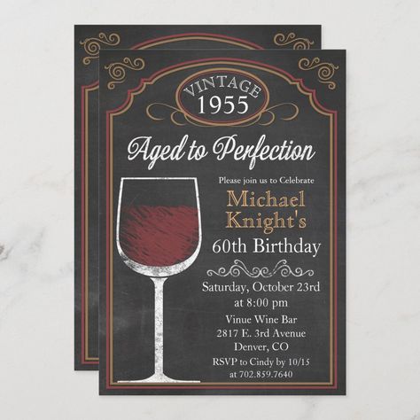 Wine Chalkboard, Wine Birthday Party, Party Chalkboard, Surprise Birthday Invitations, Chalkboard Invitation, Halloween Birthday Invitations, 21st Birthday Invitations, 60th Birthday Invitations, Wine Tasting Party