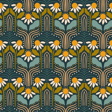 Field of Daisies Wallpaper - Brighten Up Your Room | Happywall Michelle Parascandolo, Daisies Wallpaper, Interior Design Retro, Field Of Daisies, Surface Pattern Design Inspiration, Daisy Wallpaper, Daisy Field, Retro Daisy, Pattern Design Inspiration