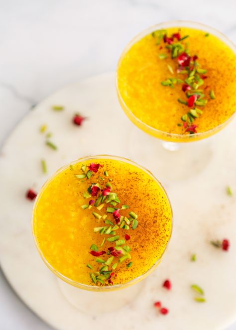 Sholeh Zard (Persian Saffron Rice Pudding) Sholeh Zard, Iranian Desserts, Persian Food Iranian Cuisine, Persian Desserts, Iranian Dishes, Saffron Recipes, Persian Rice, Persian Tea, Iranian Cuisine