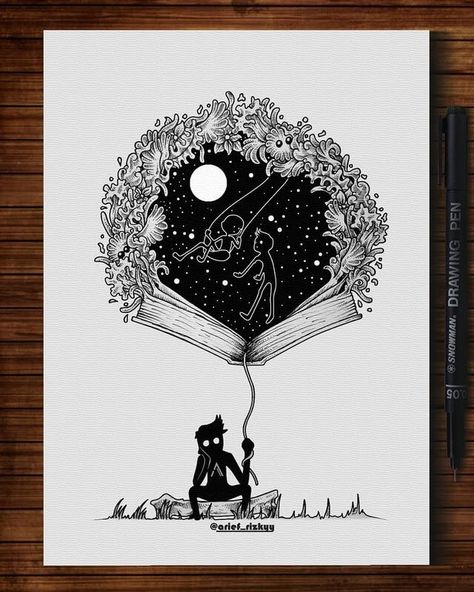 Dream Sketch Inktober, Fantasy Black And White Art, Nomadic Ink Drawing, Dream Doodle Art, Creative Doodle Art Ideas, Dream Ink Drawing, Dream Sketch Inspiration, Inktober Dream Drawing, Inktober 2023 Dream