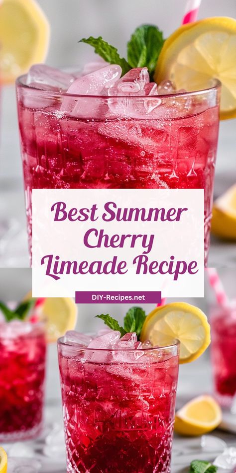 This three-ingredient Cherry Limeade is the perfect fizzy, fruity drink to cool you down! Fizzy Alcoholic Drinks, Unique Beverages, Bedtime Smoothie, Cherry Limeade Recipe, Limeade Drinks, Fruity Drink Recipes, Nonalcoholic Drinks, 90s Playlist, Limeade Recipe