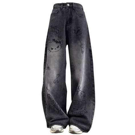 Grunge Aesthetic Cat Jeans | BOOGZEL CLOTHING – Boogzel Clothing Grunge Bleached Jeans, Black Grunge Aesthetic, Pants Aesthetic, Aesthetic Jeans, Grunge Pants, Y2k Grunge Aesthetic, Jeans Aesthetic, Black Wide Leg Jeans, Clothes Grunge