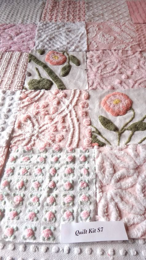 My Latest Obsession | Vintage Modern Quilts.   (Isn't this beautiful?  Haven't looked to see whose this is, but WOW!) Chenille Quilt, Quilt Squares, Chenille Bedspread, Rag Quilt, Country Charm, Quilt Kit, Quilting Crafts, Vintage Modern, Vintage Quilts