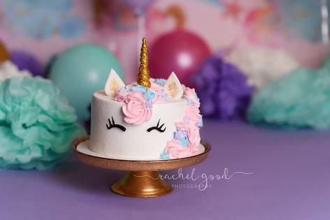 Unicorn Cake Smash 1st Birthdays, Unicorn Smash Cake 1st Birthday, Unicorn Smash Cake, Unicorn Cake Smash, Pig Birthday Cakes, Smash Cake Girl, Unicorn Birthday Cake, Twins 1st Birthdays, Twin First Birthday