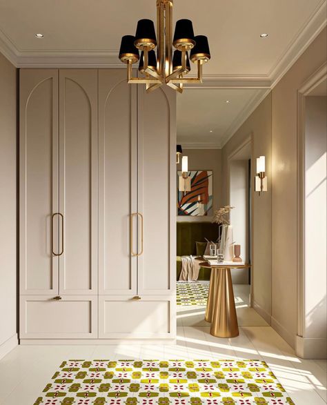 Adding Closets To Old Homes, French Wardrobe Design, Mirror Next To Tv, Mirror Wardrobe Design, Pretty Flooring, Art Deco Dressing Room, Wardrobe Shutter Design, French Closet, Wall Decor Trends