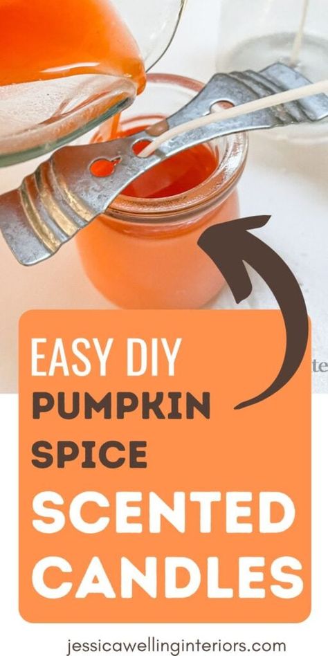 Make your home smell like Fall with this easy pumpkin spice scented candle tutorial! Pumpkin Spice Candles Diy, Diy Candles Fall Scented, Homemade Fall Scented Candles Pumpkin Spice Soy Candle Diy Fall Scented Candles Diy, Diy Fall Candles Essential Oils, Diy Fall Scented Soy Candles Diy Fall Scented Candles, Homemade Fall Candles, Home Smell Like Fall, Diy Pumpkin Candle, Smell Like Fall, Fall Candles Diy, Candle Scents Recipes, Candle Making Recipes, Candle Making Fragrance