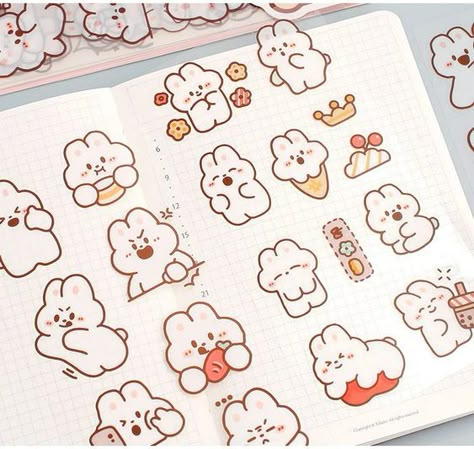 Adorable Bears and Bunnies Stickers Packets 🥰 Elevate Your Designs - Save This Pin, Then Visit Our Site sticker sheets aesthetic indie, sticker sheets aesthetic blue, sticker sheets aesthetic pink, sticker sheets aesthetic green, sticker sheets aesthetic red, genshin sticker sheets, sticker sheets cats, kawaii sticker sheets free printable pink, sticker sheets packaging, sticker sheets idea, sticker sheets trave Free Printable Planner Stickers Kawaii, Printable Sticker Sheets, Cute Easy Doodles, Black And White Stickers, Scrapbook Stickers Printable, Sticker Packs, Easy Doodles Drawings, Bullet Journal Lettering Ideas, Cute Doodles Drawings