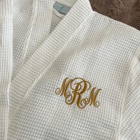 Waffle Robe- Monogrammed: “Bride” On Back “Mrm” Initial On Front Left Chest Brand New, Runs Oversized. Monogram Robes, April Wedding, Bridal Robe, Bridal Robes, My Dream Wardrobe, Waffle Weave, Sleepwear Robe, Well Dressed, Christmas List