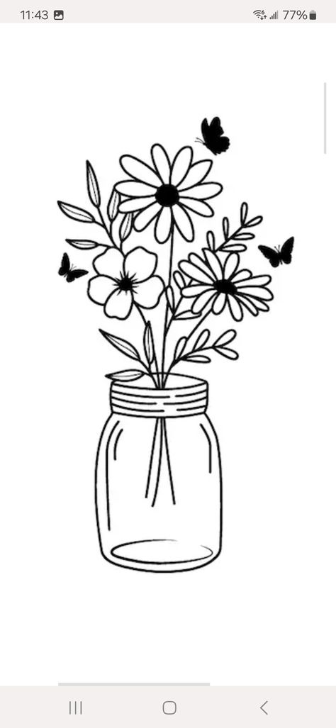 Jar With Flowers Drawing, Flowers Drawing Easy, Jar With Flowers, Flowers Drawing, Drawing Easy, Flower Drawing, Drawings, Flowers