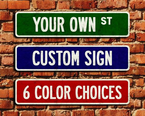 Street Sign Decor, Personalized Street Signs, Diner Sign, Custom Street Signs, Cafe Sign, Personalized Name Plates, Personalized Wood Signs, Personalized Metal Signs, Road Sign