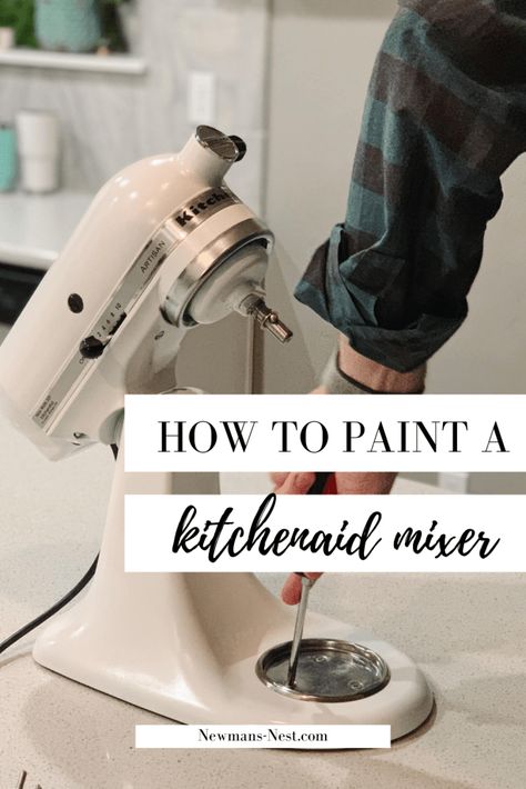 Kitchenaid Mixer On Countertop, Kitchenaid Mixer Makeover, Kitchenaid Makeover, Painted Kitchenaid, Painting Kitchenaid Mixer, Paint Kitchenaid Mixer, Kitchenaid Decor, Kitchenaid Mixer Decor, How To Paint A Kitchenaid Mixer