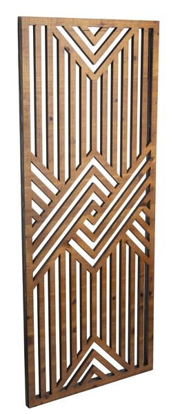 Cut Out Mod Mountain Wall Panel Wall Décor Dimensions: 19.75" W x 1" D x 47.25" H *This Wall Decor is available for local pick-up or in store shopping only. It cannot be shipped. Geometric Wall Panel, Decorative Panels Outdoor, Board Walls Ideas, Wall Cut Out Ideas, Cnc Wall Design, Cnc Wall Panel, Cnc Wood Design, Wood Slat Accent Wall, Art Deco Screen