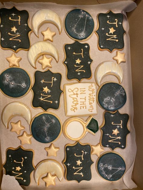 Bridal Treats Wedding Showers, Bridal Shower Celestial, Love You To The Moon And Back Bridal Shower Theme, Celestial Hen Party, Space Bridal Shower Theme, Moon And Star Bridal Shower Theme, Constellation Party Theme, Tarot Bridal Shower Ideas, Starry Night Bachelorette Party