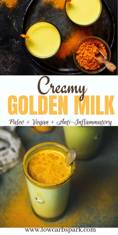 Bulletproof tea is a drink that is very low in carbs and a great way to up the fat intake in a keto diet. Enjoy the health benefits of a bulletproof drink even if you are not a coffee fan. Golden Milk is a health elixir used for centuries. The main ingredient you need is turmeric. #turmerictea #goldenmilk via @lowcarbspark Bulletproof Tea, Golden Milk Tea, Keto Milk, Turmeric Golden Milk, Keto Treats, Keto Drinks, Low Carb Drinks, Green Coffee Bean Extract, Turmeric Tea