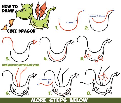 How to Draw a Cute Kawaii / Chibi Dragon Shooting Fire with Easy Step by Step Drawing Tutorial for Kids and Beginners Easy Dragon Drawings, Draw Kawaii, Chibi Dragon, Drawing Videos For Kids, Easy Step By Step Drawing, How To Draw Steps, Drawing Tutorials For Beginners, Cute Dragon, Drawing Tutorials For Kids