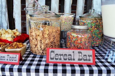 Rustic Cowboy Cereal Bar Cereal Station At Home, Cereal Station, National Cereal Day, Mcdonalds Birthday Party, Modern Jewish Wedding, Graduation Brunch, Cereal Bar, Breakfast Party, Birthday Breakfast