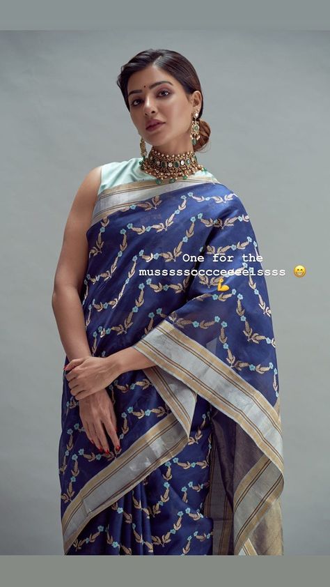 Alternative Fashion Grunge, India Outfits, Kanchi Saree, Samantha In Saree, Saree Styling, Samantha Akkineni, Celeb Outfits, Saree Looks, New Saree Designs