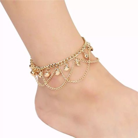 Leather Anklets, Anklet Gold, Anklet Tattoos, Ankle Chain, Gold Anklet, Beaded Anklets, Foot Jewelry, Jingle Bell, Anklet Bracelet