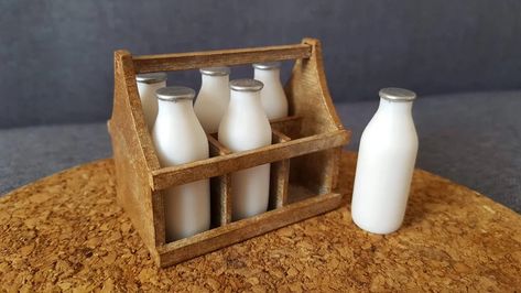 3D Printed Miniature Milk Holder and Bottles : 3 Steps (with Pictures) - Instructables Ender 3 Pro, Ender 3, Dry Sand, Fusion 360, When You Are Happy, Paper Glue, Brown Paint, Old Wood, Bottle Holders