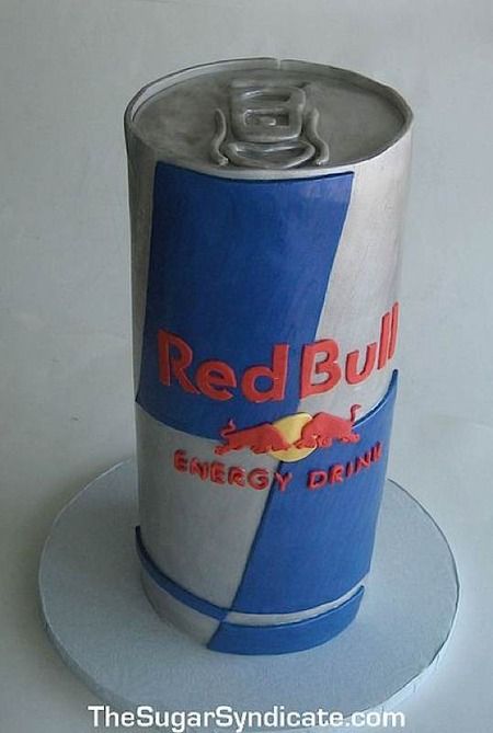 Redbull Cake Ideas, Red Bull Cake Ideas, Redbull Cake, Fun Fetti Cake Recipe, Dessert Imposters, Red Bull Cake, Bull Cake, Motorcycle Birthday Cakes, Red Bull Drinks