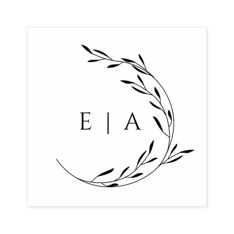 Olive Branch Tattoo, Branch Tattoo, Elegant Logo Design, Wedding Logo Design, Foliage Wreath, Wreath Drawing, Wedding Logo, Monogram Wreath, Wedding Monogram