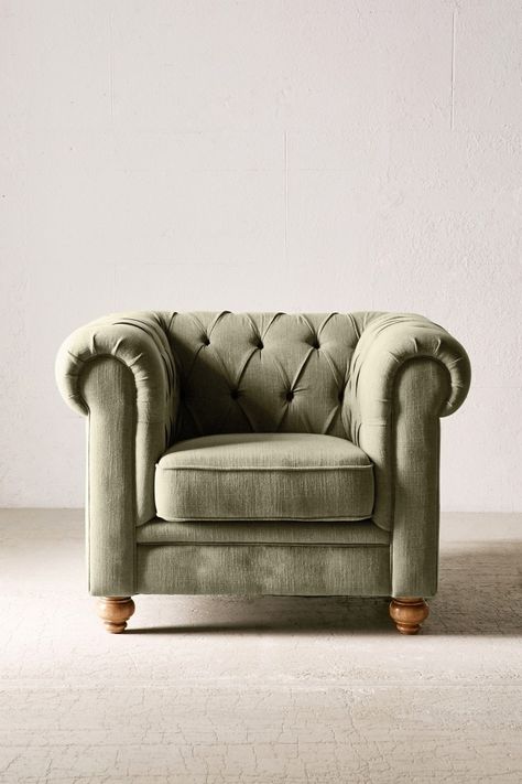 Urban Outfitters Chair, Chesterfield Furniture, Sofa Pictures, Sitting Chair, Tufted Chair, Furniture Chairs, Grey Furniture, Reading Chair, Chesterfield Chair