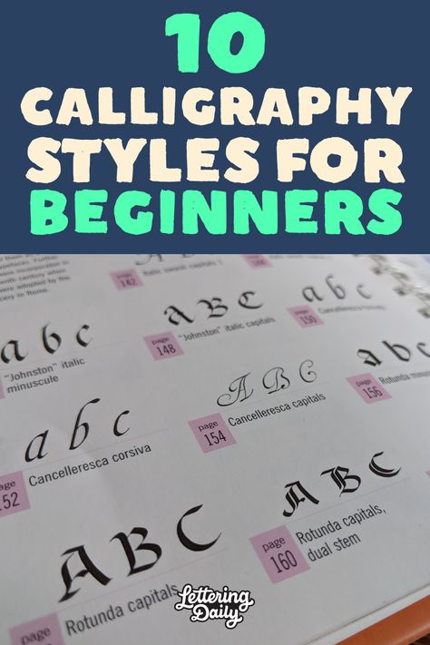 10 Calligraphy styles for beginners - article on Lettering Daily website. Traditional Calligraphy Alphabet, Fake Calligraphy Alphabet, Calligraphy For Beginners Worksheets, Calligraphy Alphabets, Beginner Calligraphy, Fake Calligraphy, How To Do Calligraphy, Learning Calligraphy, Calligraphy Writing Styles