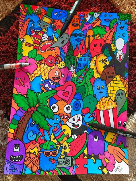 My first full paper doodle. Full Paper Doodles, Full Page Doodle, Paper Doodles, Football 4k, Doodle Paper, Cartoon Faces, Comic Books, Comic Book Cover, Doodles