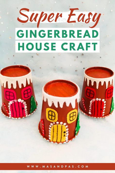 Swap out cookies for paper cups in this easy gingerbread house Christmas craft! Whether you need simple Christmas crafts for toddlers or fun DIY decorations, these easy gingerbread houses are a great activity for kids to celebrate the holiday season! #christmascrafts #kidscraftideas #gingerbreadhouse #kidsactivities #christmascraftsforkids Christmas Chimney, Easy Gingerbread House, Gingerbread House Craft, Paper Cup Crafts, Easy Gingerbread, House Craft, Waterfall Photo, Snowy Scene, Christmas Crafts For Kids To Make