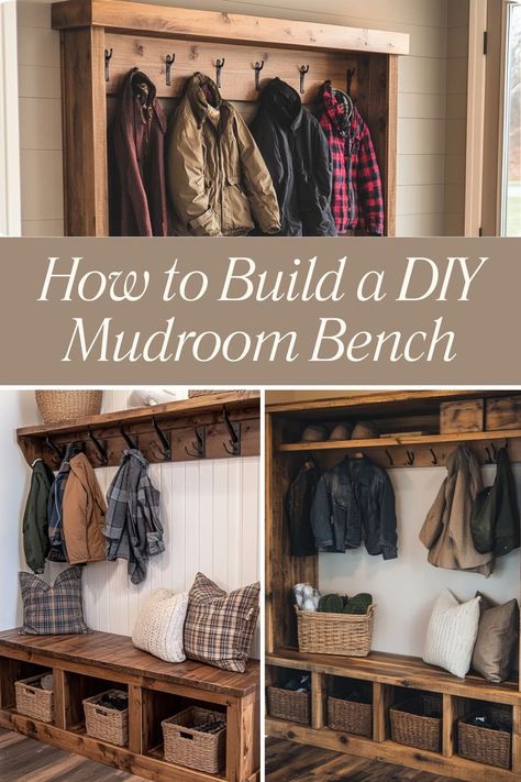 Build a functional and stylish DIY mudroom bench for an organized entryway. Perfect for storing shoes and bags! #DIYMudroom #HomeOrganization #EntrywayDecor Diy Entry Storage, Entry Bench Diy, Diy Mudroom Bench Plans, Diy Entryway Storage, Mudroom Design Ideas, Organized Entryway, Small Entryway Bench, Wood Entryway Bench, Shoe Storage Bench Entryway