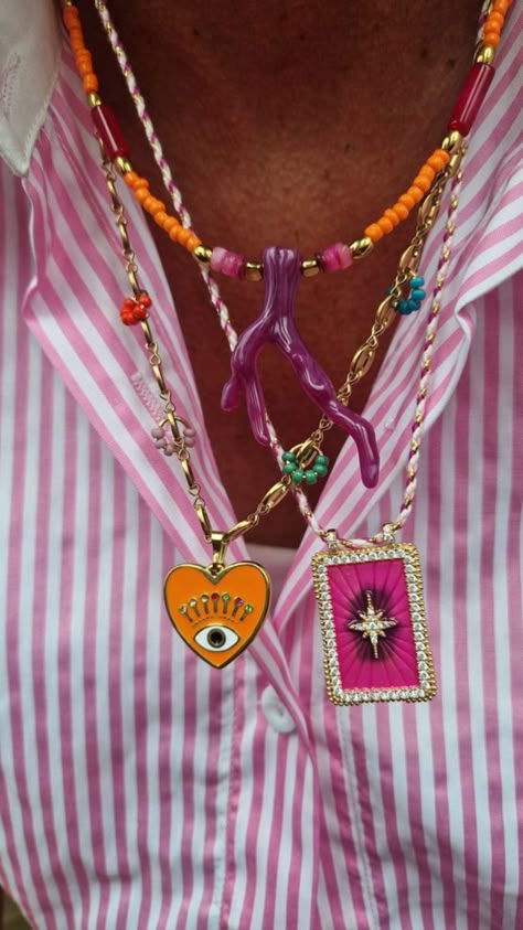 Gemini Rising Aesthetic, Colorful Jewelry Aesthetic, Diy Collares, Necklace With Charms, Accesorios Aesthetic, Xoxo Jewelry, Beachy Jewelry, Preppy Jewelry, Easy Jewelry