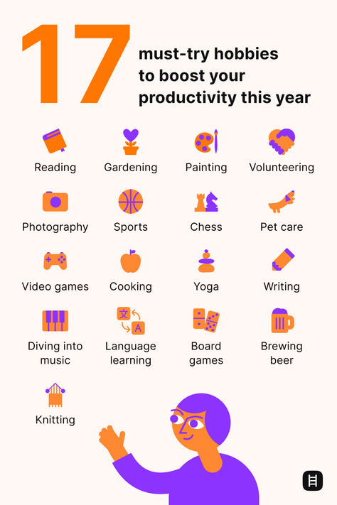 Explore new ways to enhance productivity and personal growth with these engaging activities. From reading and gardening to learning an instrument or brewing your own beer, find hobbies that inspire and energize you. Which one will you try first? #productivityboost #hobbies #personalgrowth Hobbies To Build Knowledge, How To Find Hobbies, Hobbies For Men In Their 20s, Useful Hobbies, Savings Journal, Hobbies To Learn, Find Hobbies, Hobbies To Pick Up, List Of Hobbies