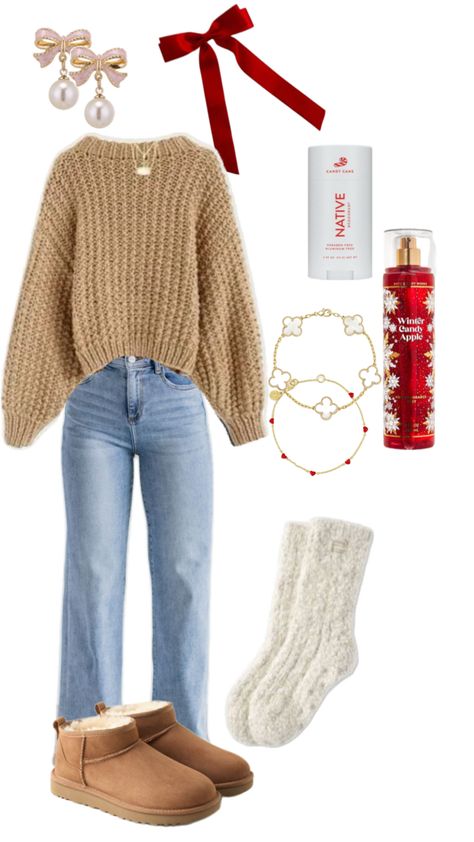 #christmas #outfit #winteroutfitinspo #winter New York Outfits Winter Fancy, Winter Outfits Realistic, Outfit Ideas For A Christmas Party, Cute Winter Outfits Aesthetic Casual, Outfits To Wear To Church Winter, Cute Christmas Outfits Teen Girl, Outfit Inspo New Year, Comfy Christmas Eve Outfits, Christmas Eve Dinner Outfit Casual