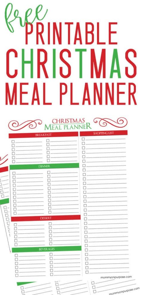 use this printable christmas menu planner to organize your shopping list and meal ideas for the holidays! #christmas #christmasdinner #christmasplanner #holidayseason Christmas Food List, Christmas Meal Planner, Holiday Meal Planner, Menu Planner Printable, Bed Party, Holiday Meal Planning, Dinner Planner, Christmas Meal, Christmas Dinner Menu