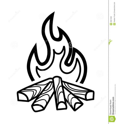 Fire Drawing Ideas, Campfire Drawing, Camping Drawing, Vw T3 Syncro, Black And White Clipart, Fire Drawing, Bedroom Murals, Loan Application, Festival Camping