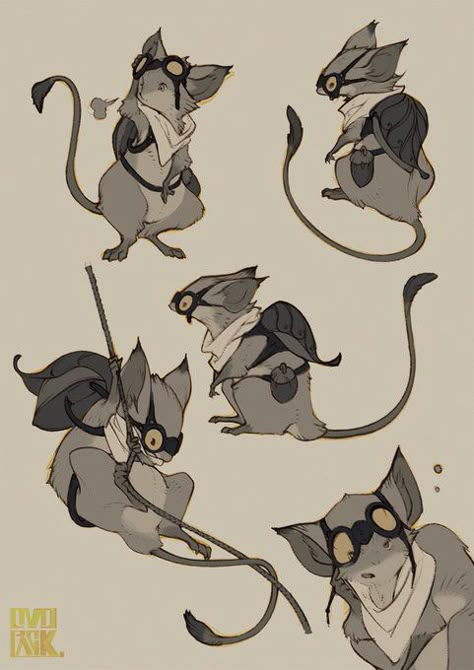 Rat Dnd Character, Ryota Murayama, Rat Character Design, Mouse Character Design, Rat Character, Concept Art Landscape, Pathfinder Character, Fantasy Design, Little Creatures