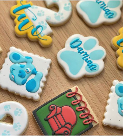 Blues clues birthday cookies. Blues Clues Cookies 2nd Birthday, Clue Cookies, Blues Clues Cookies, Blues Clues Birthday, Blue's Clues Birthday Party, Fremont California, Cookie Decorations, 1st Birthday Party Themes, Blues Clues