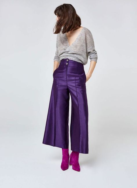 Purple Pants Outfit, Winter Deep, Cool Winter, Purple Pants, 2024 Style, Winter Chic, Purple Outfits, Color Mix, Yellow Fashion