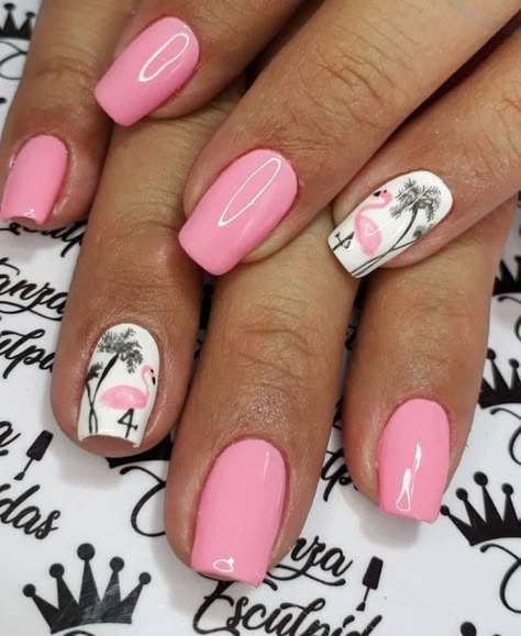 Flamingo Nails, Cute Summer Nail Designs, French Pedicure, Gel Pedicure, Summer Gel Nails, Nagellack Trends, Tropical Nails, Nail Art Designs Summer, Nail Design Inspiration