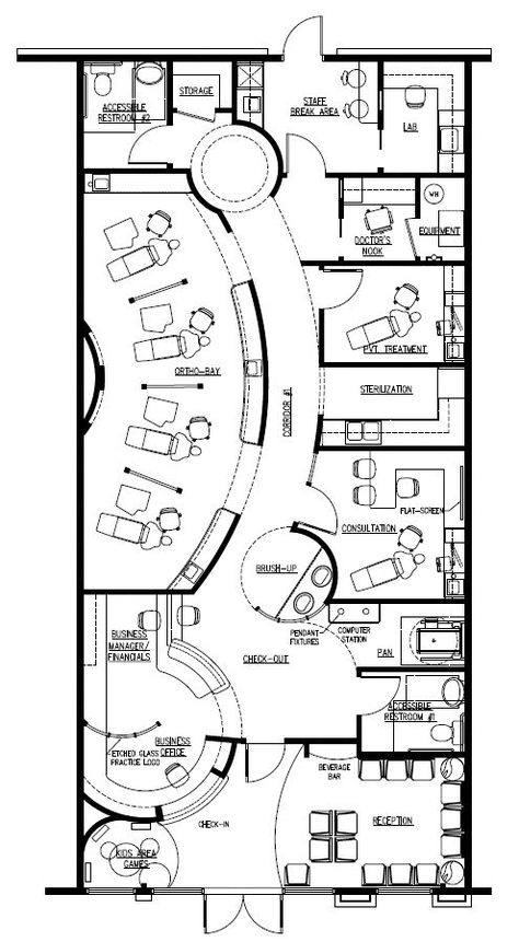 Orthodontics - 1,877 sq.ft. Drawing Room Concept, Orthodontic Office Design, Small House Designs, Design Offices, Hospital Plans, Orthodontic Office, Studio Medico, Modern Offices, Office Floor Plan