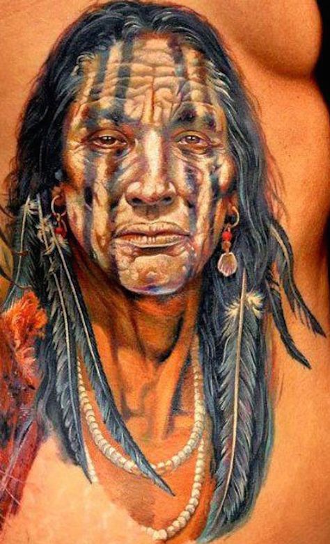 Indian Chief Tattoo, Best Tattoo Ever, American Indian Tattoos, Native American Tattoo, Native American Tattoos, Native Tattoos, Kunst Tattoos, Indian Headdress, Indian Tattoo