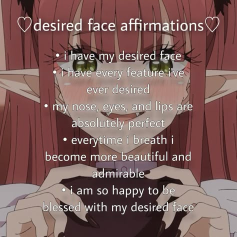 Manifesting Desired Face, Manifest Desired Face, Ideal Face Affirmation, Manifesting Rules, Beauty Subliminal Affirmations, Desired Face And Body Affirmation, Desired Appearance Affirmations, Desired Face Affirmations, Subliminal Tips