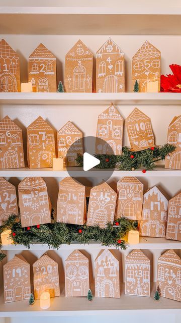 Lisa | Content Creator on Instagram: "DIY Advent Calendar 🎄🎅🏻 Gingerbread Village style 😍🏠✨  I came across some mini brown bags and I instantly knew what I wanted to do with them 😍😍 so rather than gift bags I made an advent village and here we are! 24 little gingerbread houses filled with sweets and festive treats 🎅🏻 . . . 🔖 handmade advent calendar. DIY advent calendar. Gingerbread house. Brown paper gift bags  #festiveplayalltheway #homemadechristmas #diychristmas #christmascrafts #christmasideas #countdowntochristmas  #diyadventskalender #recyclemeplay #defidesmainscreatives #recycledcrafts #diyadventcalendar #funbudgetplay #creativemamacrafts #christmasiscoming🎄 #kidscraftsideas #gingerbreadhouses #kidscraftyplay #bastelnmitkindern #cardboardcrafts #diychristmas #christmascr Advent Village, Bag Advent Calendar, Brown Paper Gift Bags, Handmade Advent Calendar, Advent Calendar Diy, Gingerbread Village, Diy Advent Calendar, Festive Treats, Instagram Diy