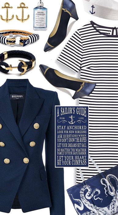 A Nautical Style for Summer 2020 Outfit | ShopLook Nautica Outfit Women, Nautical Attire Women, Nautical Themed Party Outfit, Marine Outfit Women, Nautical Style Women, Nautical Outfits For Women, Nautical Party Outfit, Nautical Outfit Women, Nautical Theme Outfit