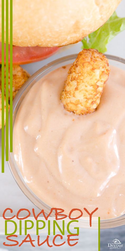 Potatoe Dip Sauce, Dip For Tater Tots, Sweet Potato Tots Dipping Sauce, Bbq Mayo Dipping Sauce, Tator Tot Dipping Sauce Recipe, Slider Dipping Sauce, Ranch Bbq Sauce, Hot Dog Dip, Dipping Sauce For Roasted Potatoes