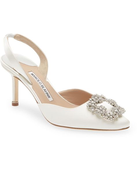 Manolo Blahnik Hangisli Crystal Buckle Pointed Toe Slingback Pump Wedding Manolo Blahnik, Manolo Blahnik Wedding Shoes, Manolo Blahnik Shoes, Wedding Vibes, Dream Board, Slingback Pump, Wedding Looks, Bridal Looks, Manolo Blahnik