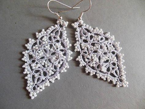 Tatting jewelry ecru tatted lace earrings lace bridal | Etsy Lace Chandelier, Chandelier Earrings Wedding, Cleaning Naturally, Tatted Earrings, Feather Earrings Silver, Tatting Earrings, Tatting Tutorial, Tatting Jewelry, Jewelry Delicate